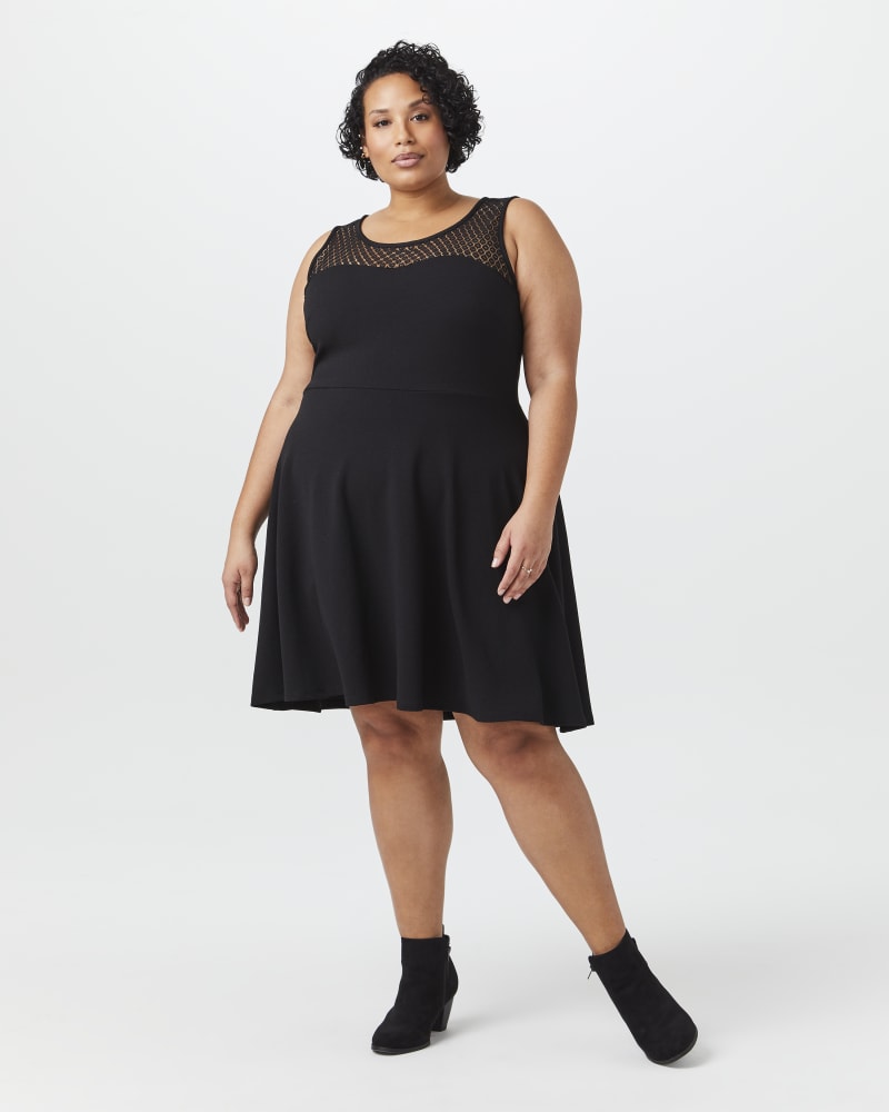 Plus size model with hourglass body shape wearing Rosemary Fit and Flare Dress  by Prescott New York | Dia&Co | dia_product_style_image_id:149566